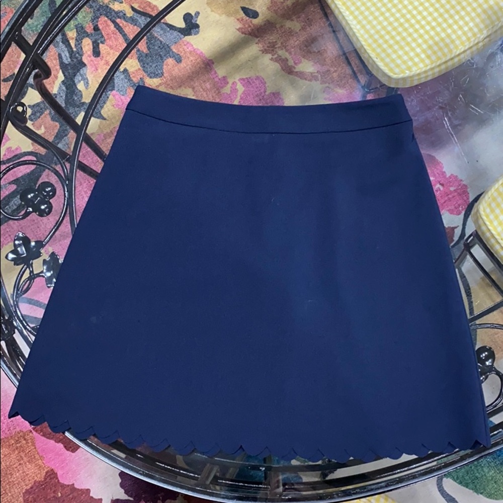 Navy Scalloped Skirt